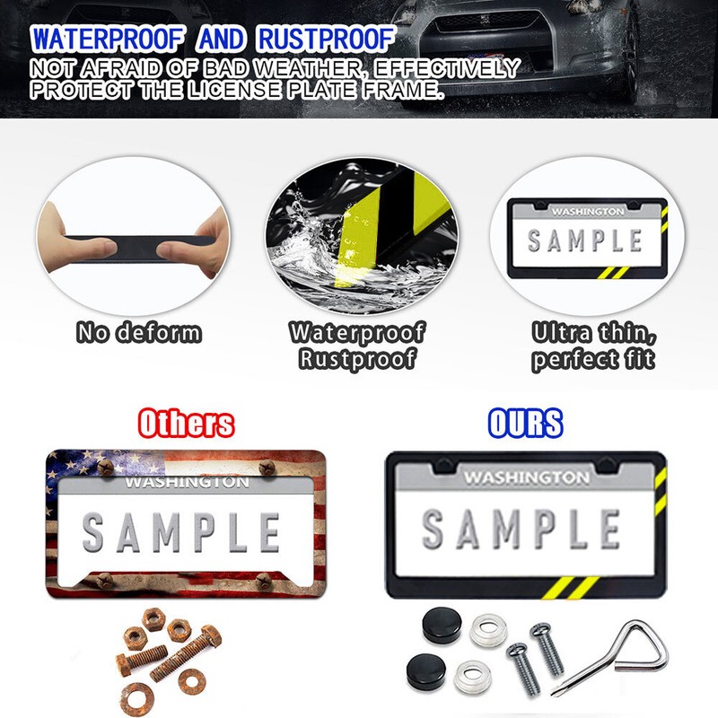 Fits For Dodge Durango Car License Plate Frame Black Yellow Metal Covers M7 gallery
