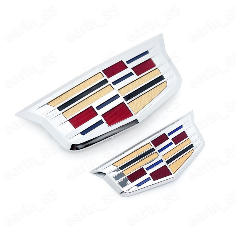 SET of 2 Chrome Cadillac Car Front & Rear Badge Emblem Badge for XT6 XT5 ATS XTS