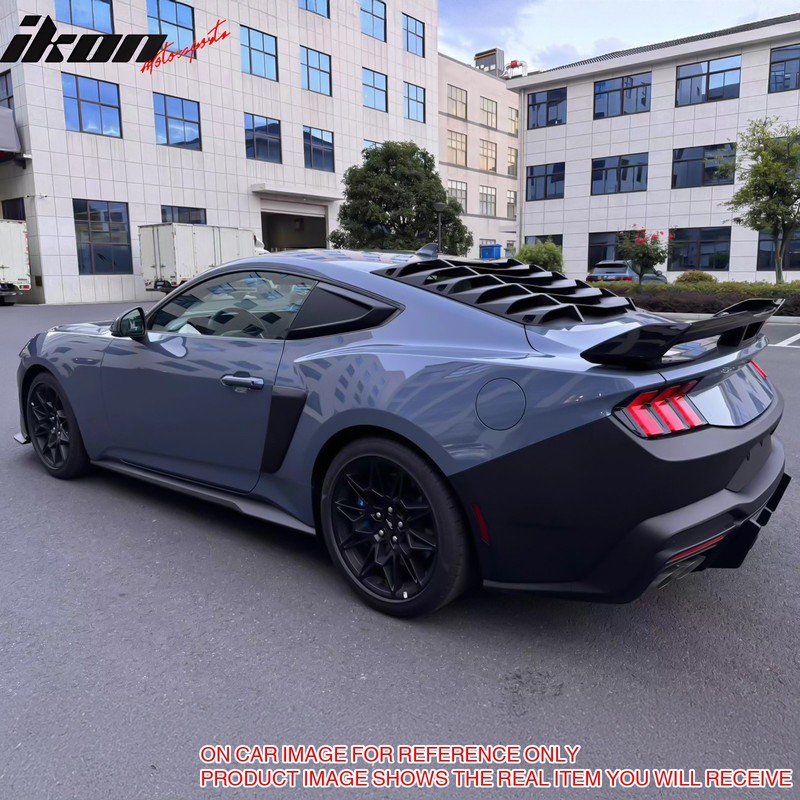 For 24-25 Mustang Coupe IKON Rear Window Windshield Louver Cover ABS Gloss Black gallery