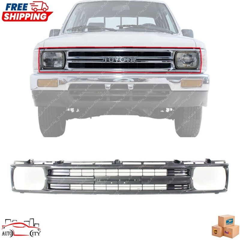 New Front Grille Grill Assembly Silver Plastic For 1989-1991 Toyota Pickup Truck