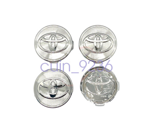 SET OF 4 TOYOTA 62MM CENTER HUB RIM CAPS SILVER & CHROME LOGO BADGE CAMRY AVALON gallery