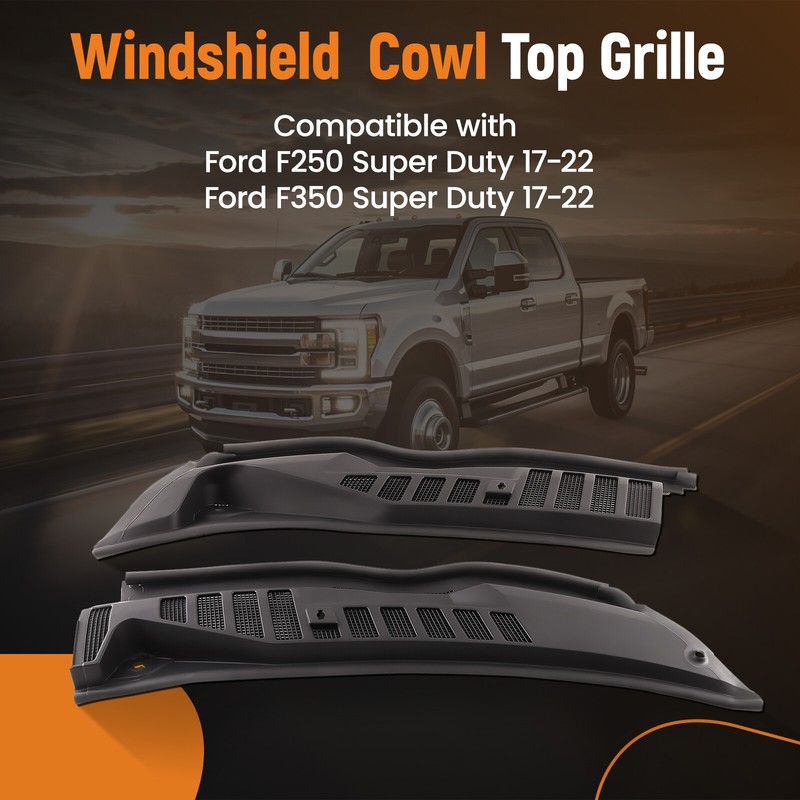 Windshield Wiper Cowl Panel Grille Kit for Ford Super Duty F-250 2017-2022 Black gallery