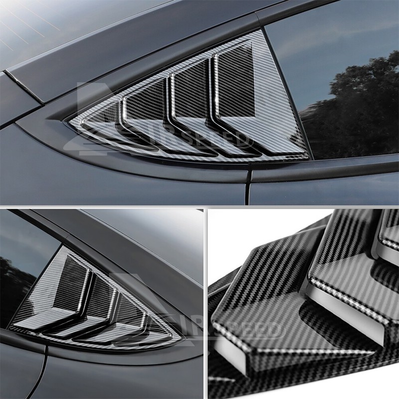 Carbon Print Car Rear Triangular Window Shutter Cover For Tesla Model 3 17-2024 gallery