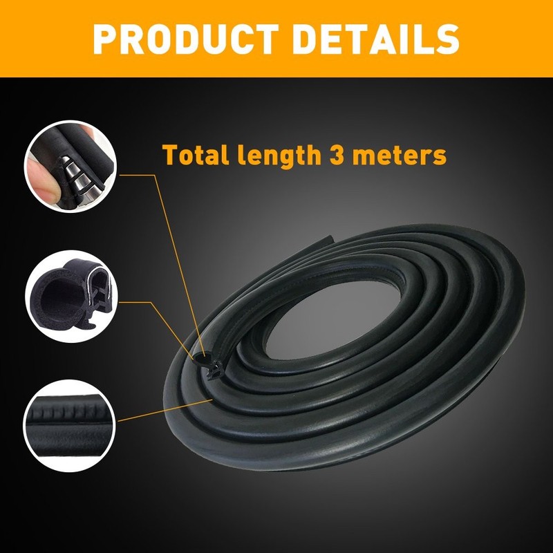 9.8FT Car Rubber Auto Seal Weather Door Strip Window Lock Trunk Hood Edge Trim D gallery