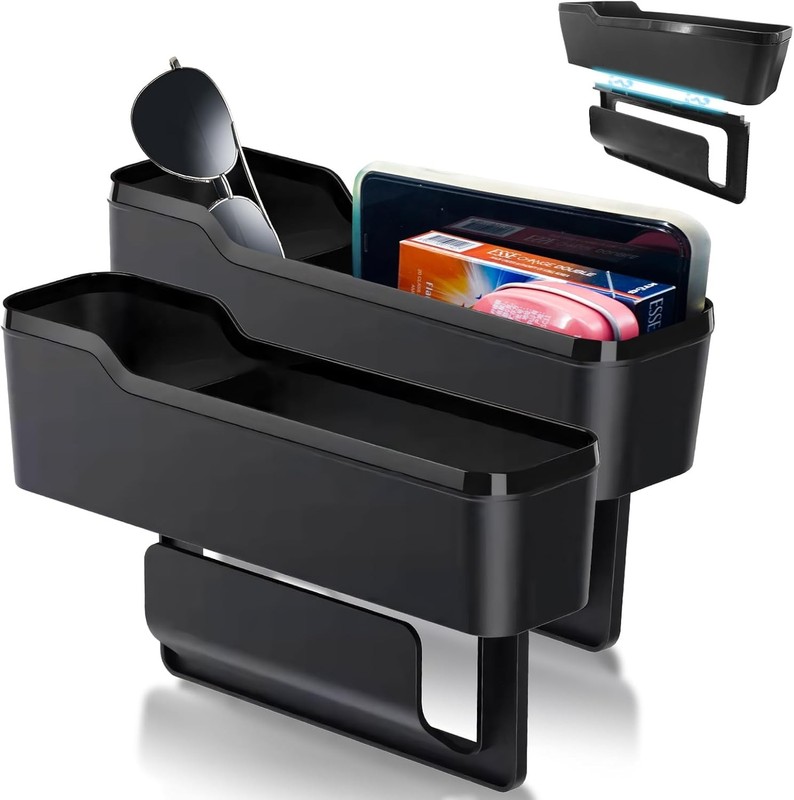 2PCS Car Seat Gap Filler Storage Box Phone Holder Organizer Interior Accessories