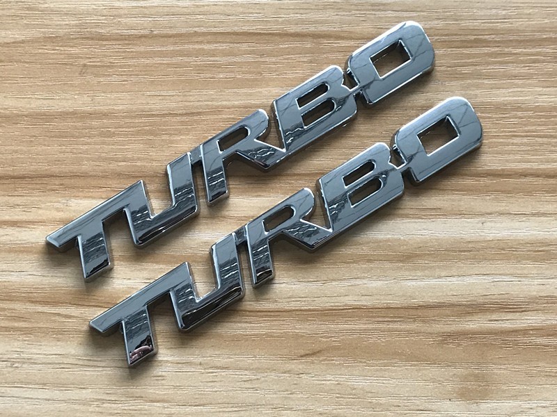 2x Black Metal Turbo Car Auto Trunk Rear Tailgate Emblem Badge Decal Sticker