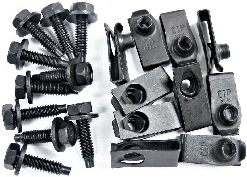 GM Body Bolts & U-nut Clips- 1/4-20 x 1″ Long- 7/16″ Hex- 20pcs (10ea)- #408