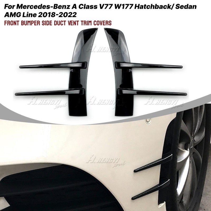 For Benz A Class V77 W177 AMG 2018-2022 Gloss Black Front Side Duct Vent Cover