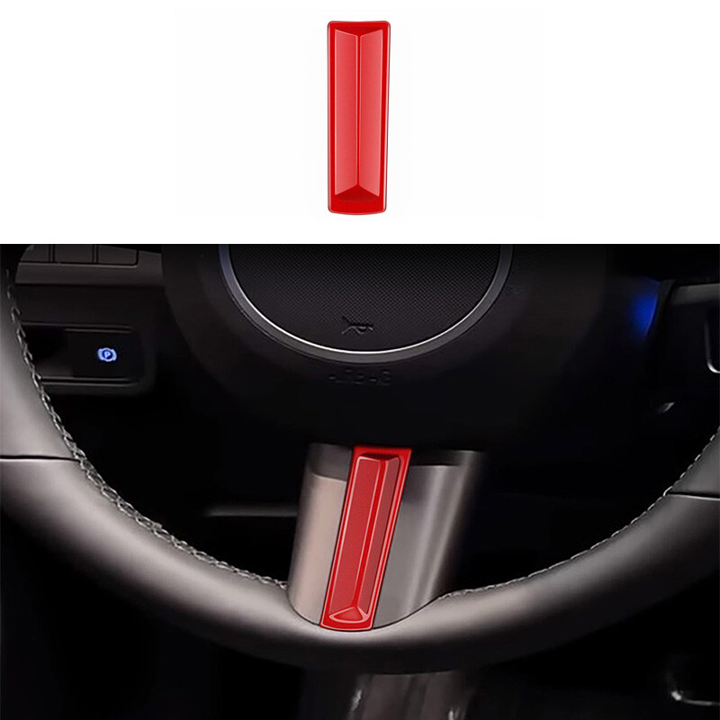 1x ABS Glossy RED Steering Wheel Cover Trim For Hyundai Kona 2024
