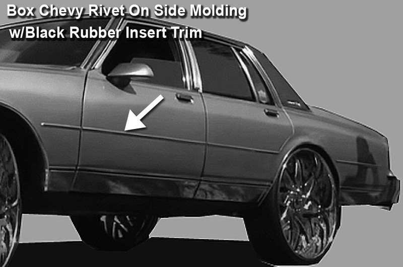 Caprice Classic Box Chevy Beltline Molding Side Trim w/Black Rubber Insert 77-90
