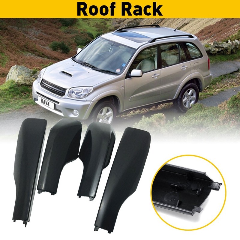 4x Black Rail Roof End Shell Rack Cover Replacement For Toyota RAV4 XA20 -1 5