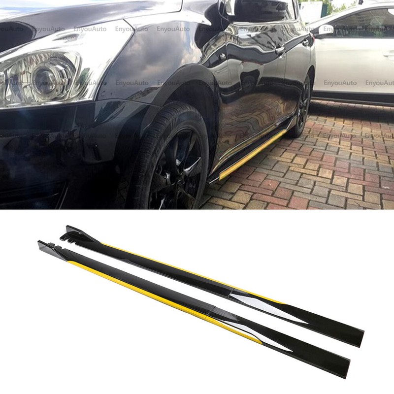 For Ford Focus 86″ Side Skirt Extension Rocker Panel Splitter Black Yellow