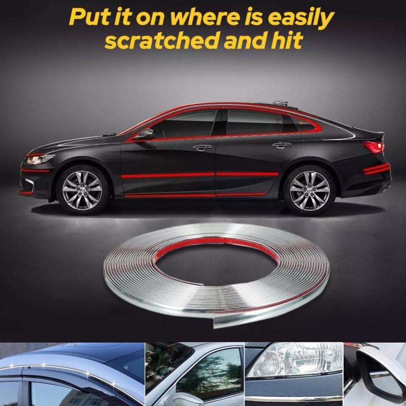 1/2"(12mm) 16.4ft Chrome Car SUV Side Window Door Body Chrome Trim Molding Strip gallery