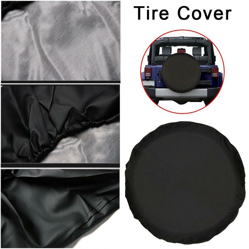 Car Tire Cover 17in Spare Tyre Protector Case Leather Black Wheel Accessories