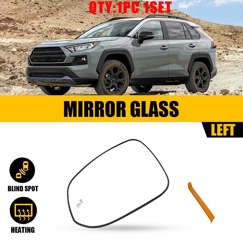 Left Side Mirror Glass Heated Blind Spot for 19-24 Toyota RAV4 RAV4 Hybrid 1-10X