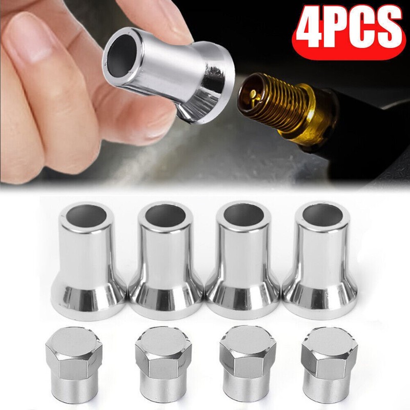 Car Accessories Chrome Car Tire Wheel Rim Valve Stem Cap Cover+Sleeve Universal