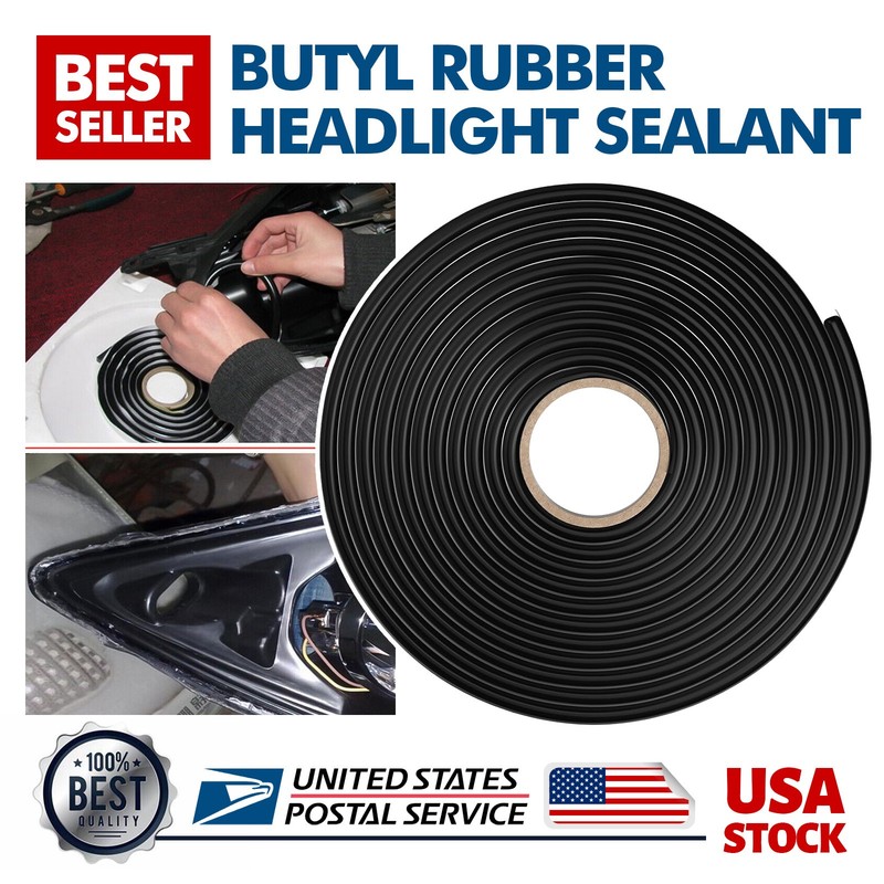 4M/13ft Butyl Tape Rubber Glue Headlight Sealant Retrofit Reseal Headlamps Door