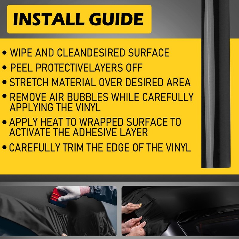 Gloss Black Car Vinyl Wrap Sticker Film Decal Bubble Free 30cm Easy to install gallery