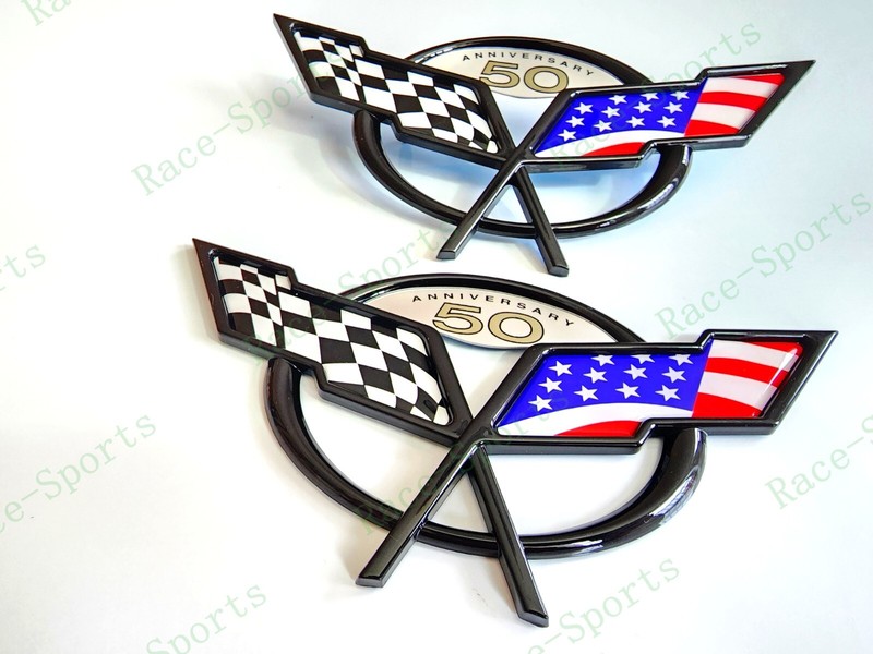 Black Front Rear 50Th Anniversary Cross Blue US Flag Emblem 1997-2004 C5Corvette gallery