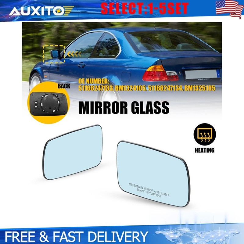 Heated Mirror Glass Blue Tinted For BMW 330Ci M 2005 325Ci 328i 2001-2006 2-10X