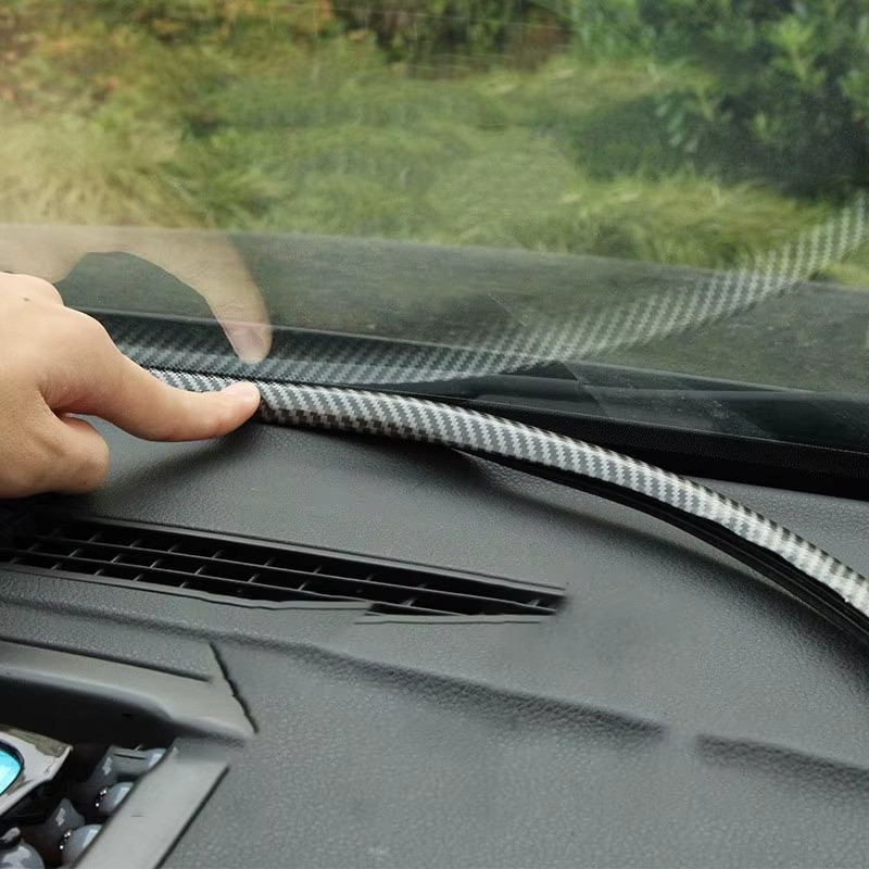 1Pc 1.6M Rubber Carbon Fiber Car Dashboard Gap Filling Sealing Strip Accessories