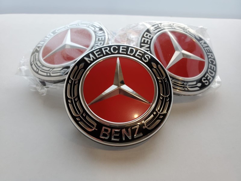SET OF 4 Red Alloy Wheel Center Cap Star 75 mm Hub Caps for Mercedes-Benz