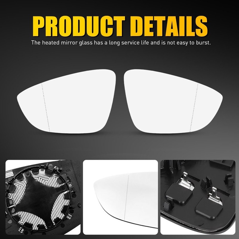 2x Mirror Glass Heated with Backing Plate LH or RH for Volkswagen Eos CC 2009-17 gallery