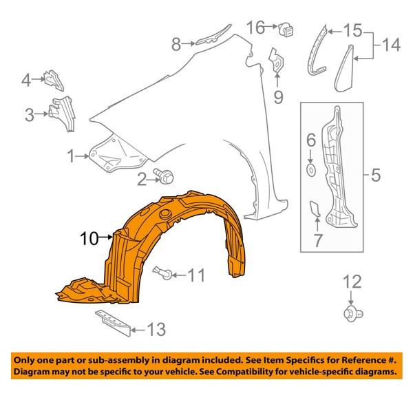 For 17-19 Corolla Front Splash Shield Inner Fender Liner w/Insulation Left Side gallery