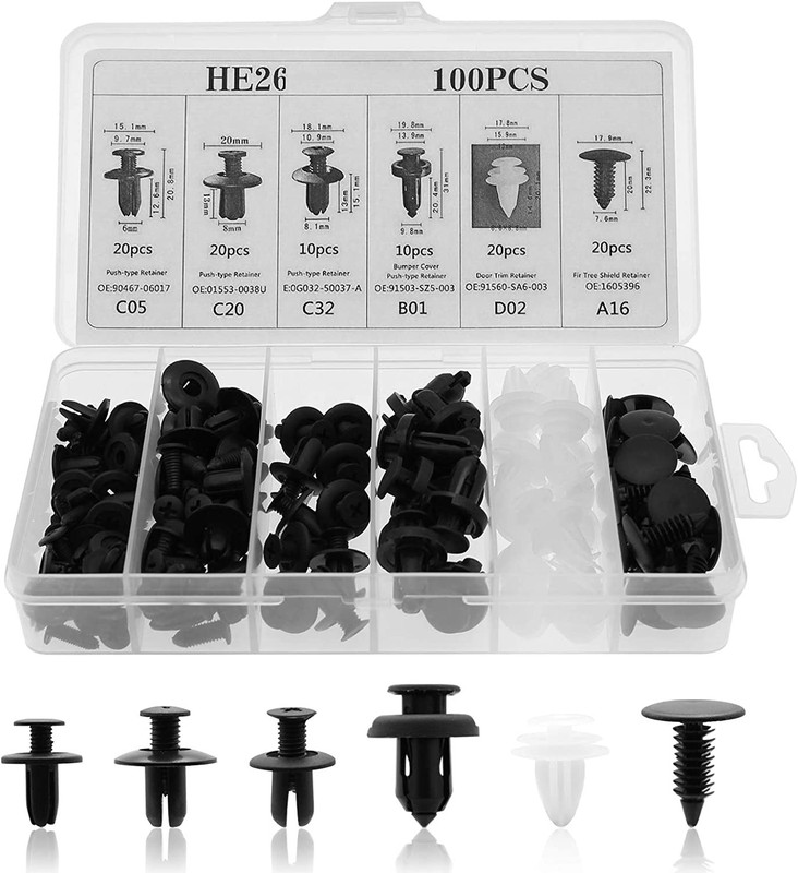 For Subaru 100Pcs Bumper Hood Clips Retainer Rivet Fastener Fender Push Pin US gallery