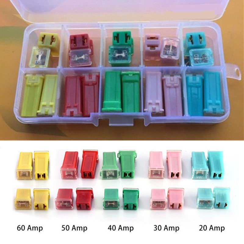 Fuses Pack Kit 20A 30A 40A 50A 60A AMP Car Square Assortment Fuse 20Pcs W/Box