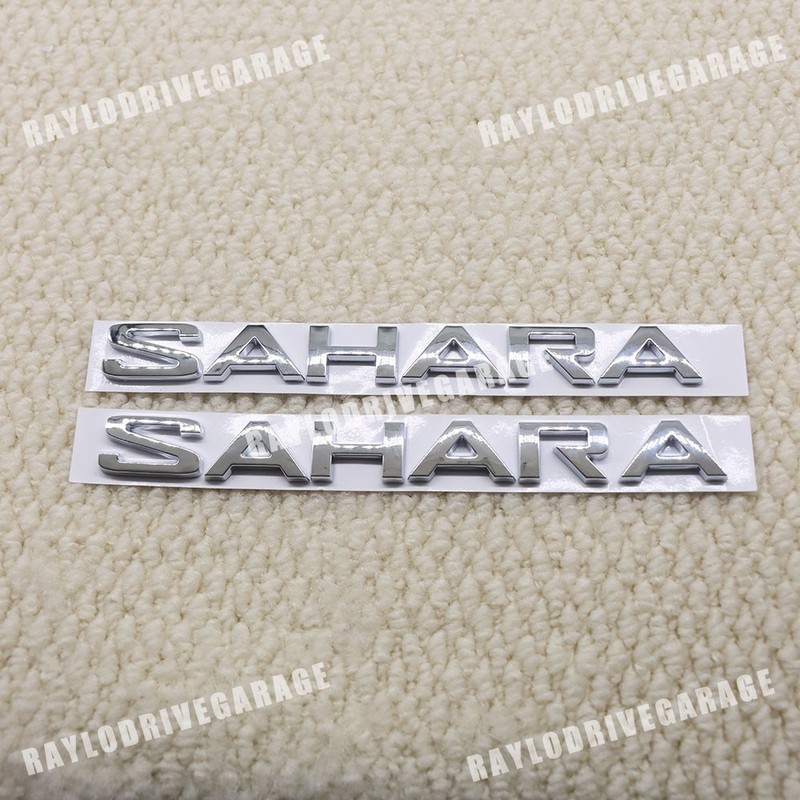 2Pcs for SAHARA Letters Side Door Emblem 3D Fender Badge Gloss Silver Nameplate