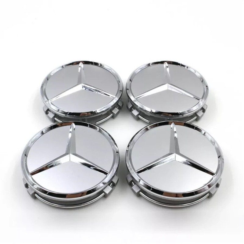 4 PCS 75mm / 3 INCH GRAY WHEEL BADGE CENTER CAPS FOR MERCEDES BENZ C E CLS S B