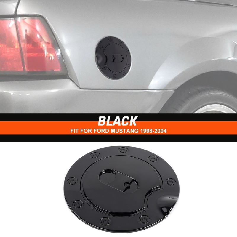 Black Fuel Gas Tank Oil Cap Door Cover For Ford Mustang 1998 1999 00 01 02 03 04 gallery