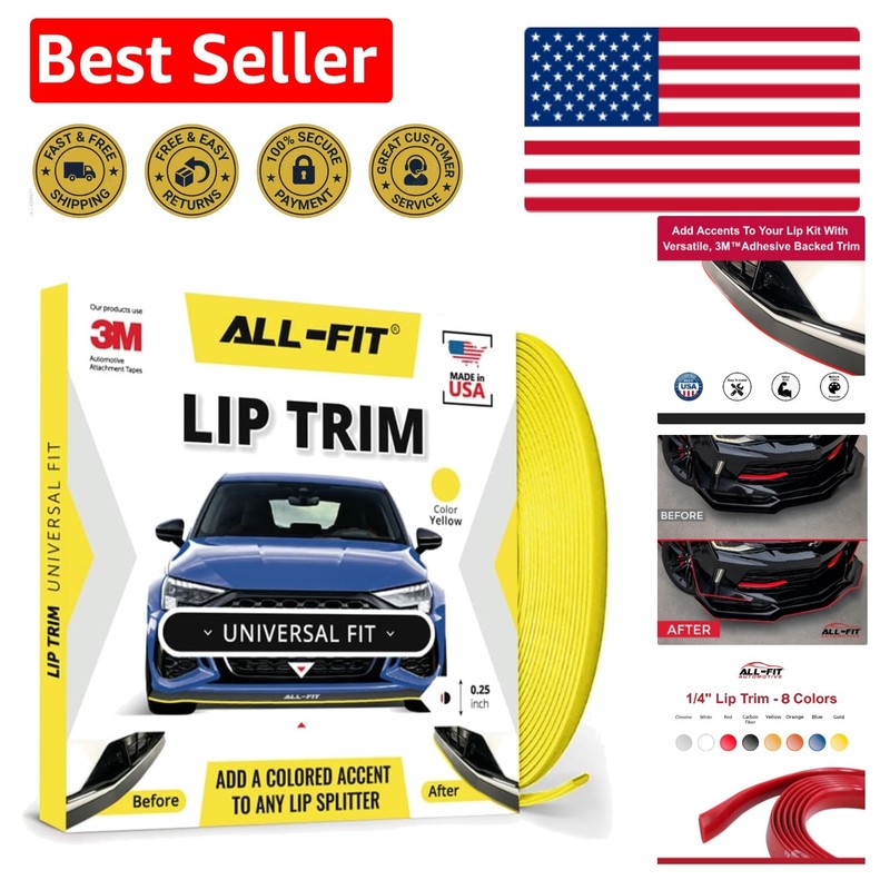 Easy-to-Install Lip Trim – 10′ Yellow Universal Fit for Car Splitters & Dams