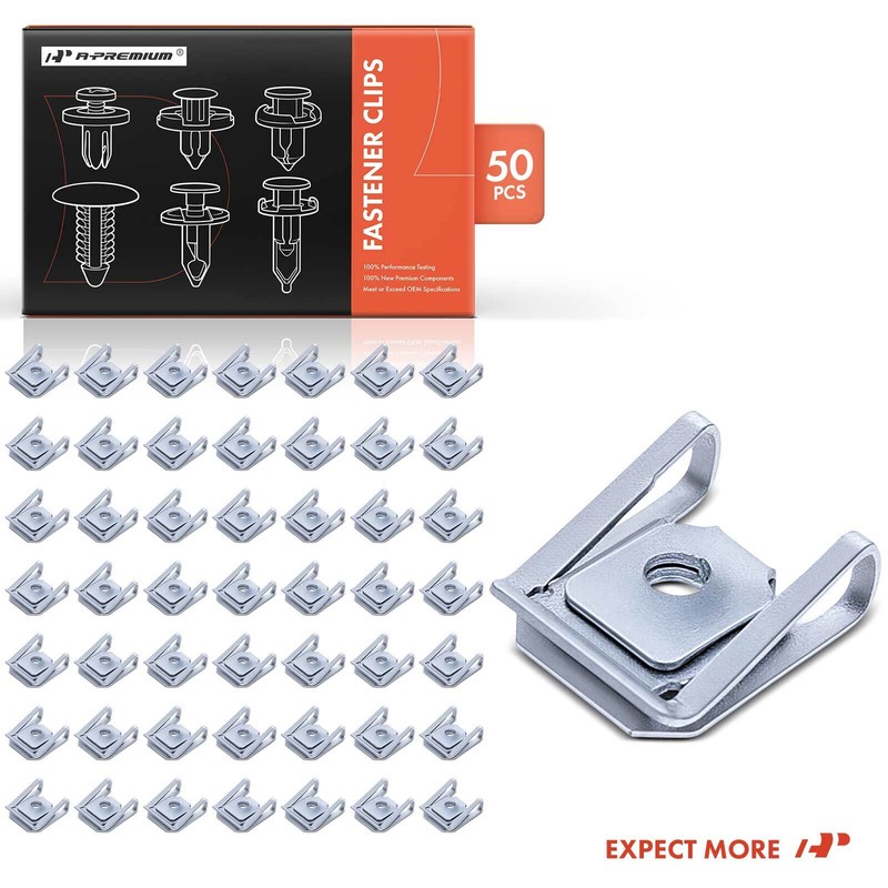 A-Premium 50Pcs 9mm Silver Zinc Retainer Clips Metric U-Nut for BMW 1 3 6 Series gallery