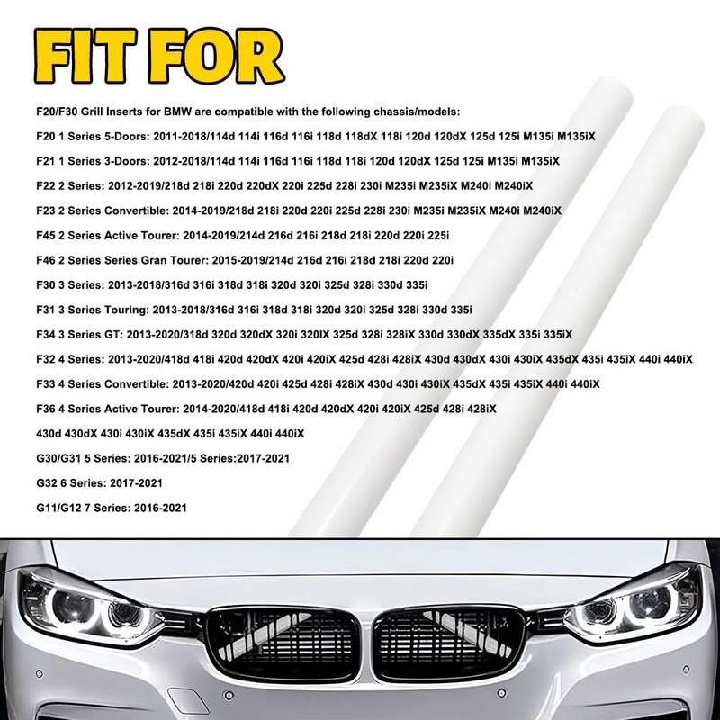 Grill Bar V Brace For BMW F31 F30 3 Series Front Grille Trim Strips Cover White gallery