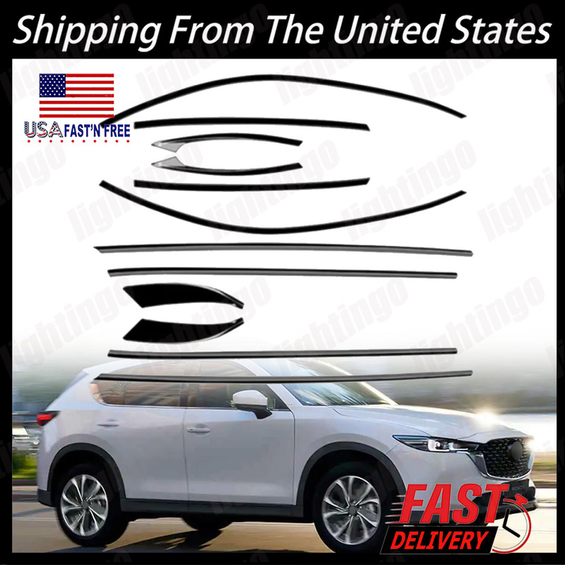 FOR Mazda CX-5 2017- 2025 Gloss Black Car Window Molding Trims Seal Belt Strips