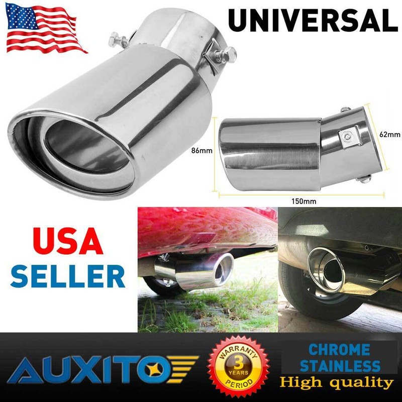 Chrome Car Stainless Steel Rear Exhaust Pipe TRIM Tail Muffler Tip Round Tip EAK