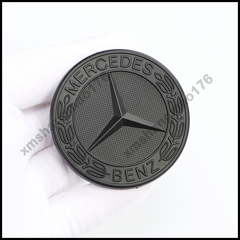 Matte Black Front Hood Emblem AMG Flat Laurel Wreath Badge Mercedes 0008171701 gallery