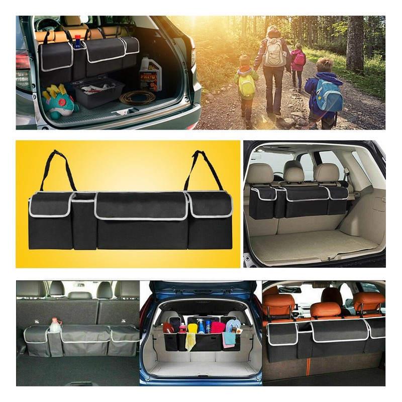 Car Trunk Organizer Interior Oxford Back Accessories Seat Storage Bag 4 Pocket