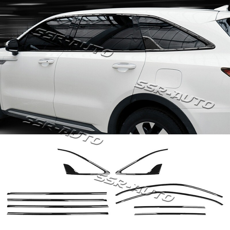 For 2021-2025 KIA Sorento Black ABS Windows Strip Sill Molding Cover Trim @G
