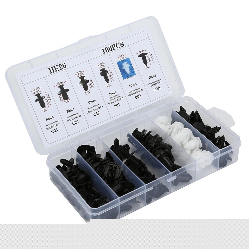 100pcs Box Set Bumper Fender Liner Push Type Retainer Clips for Ford Cars