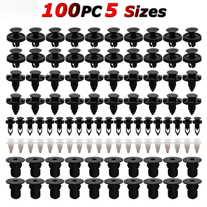 100Pcs Fasteners Trim Panel Clips Bumper Fender Push Pin Rivets Kit Fits Toyota