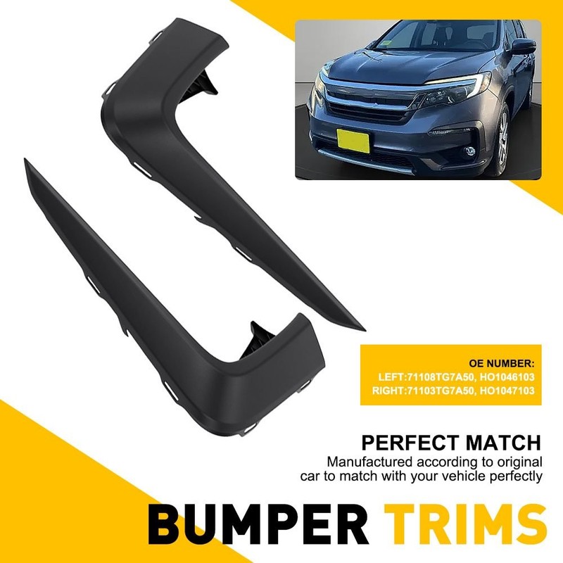 Black/Chrome Bumper Trim for 2019-2022 Honda Pilot Front Left Right Upper Lower