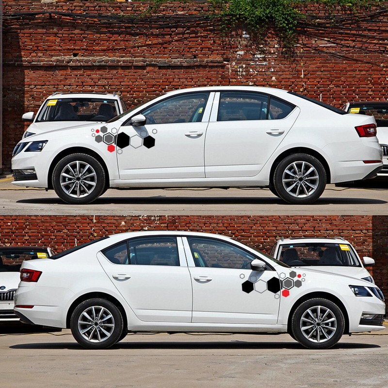 Car Stickers Side Body Honeycomb Pattern Vinyl Bumper Decor Decas Waterproof