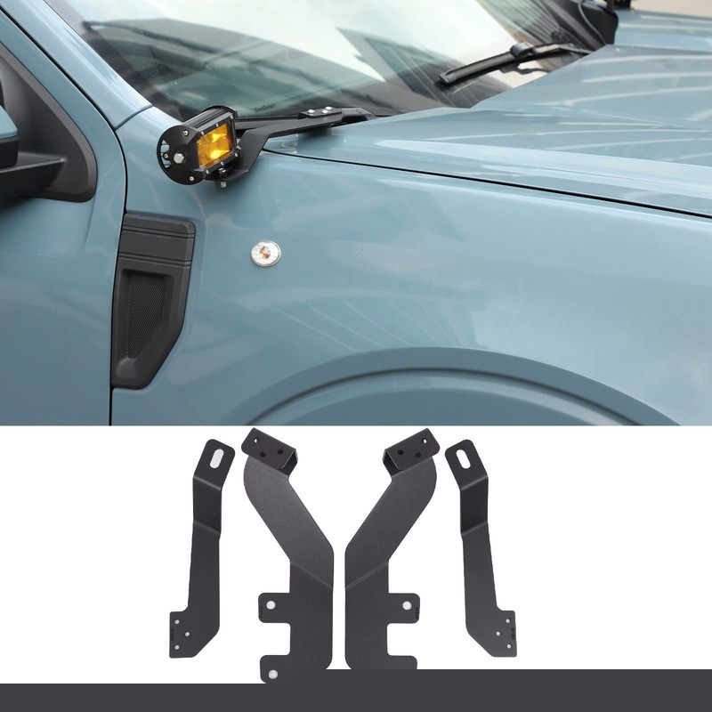 Car LED Light Spotlight Pod Hood Ditch Brackets Holder For Ford Maverick 2022-25