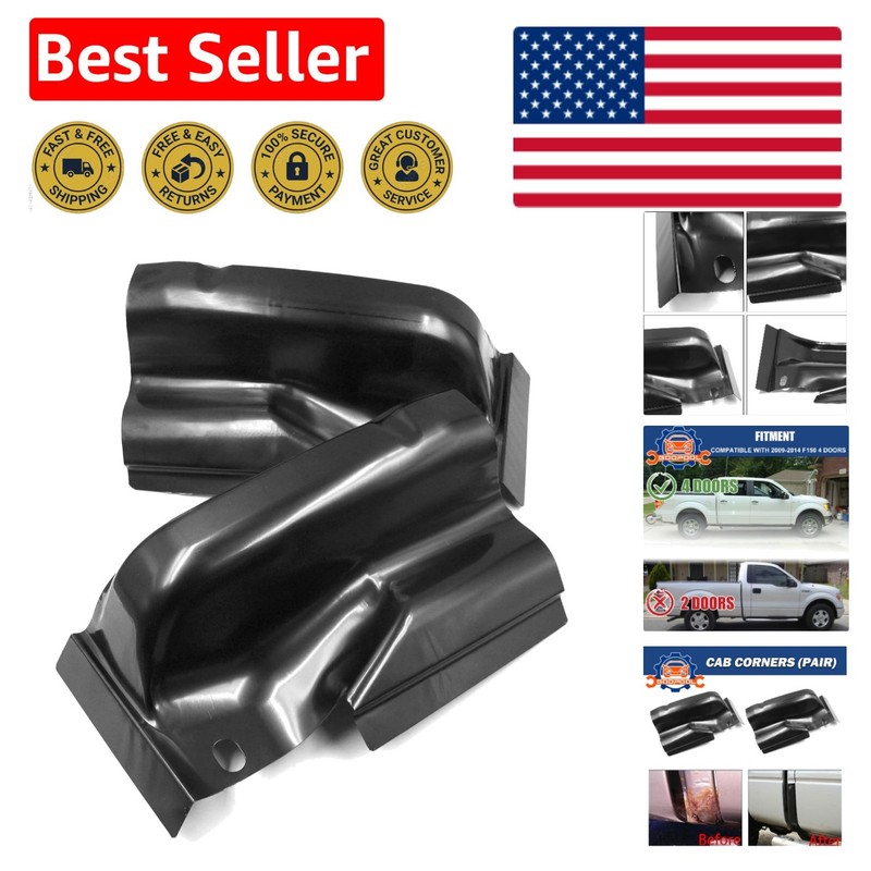 High-Quality Black Metal Cab Corners for 2009-2014 F150 – Easy Install 2 Pack