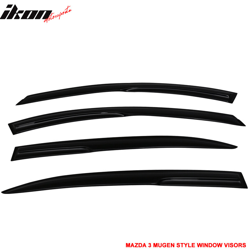 Fits 14-19 Mazda 3 Sedan Hatchback Mugen Style Window Visors Acrylic 4Pc Set
