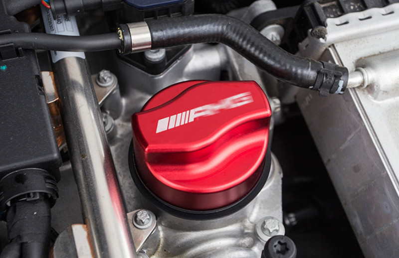Red Aluminum Outside Engine oil Cap Cover Trim 1PCS For Benz C-Class 2015-2021 gallery