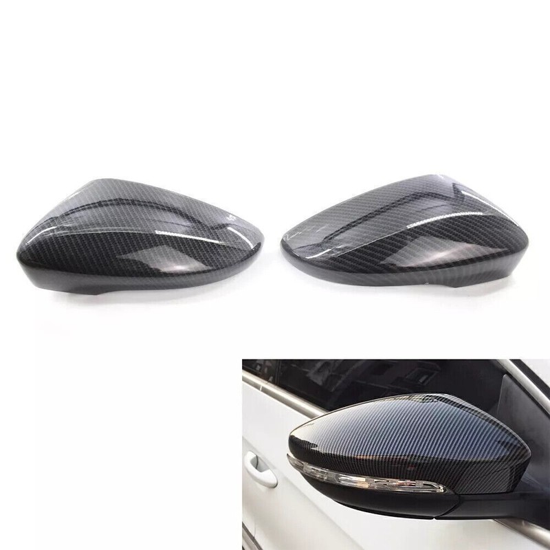 Pair Carbon Fiber Look Mirror Cover Cap for VW Passat CC Scirocco Beetle Jetta .